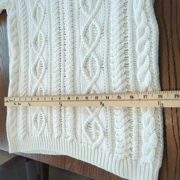 RIVAMONTI Women's White Intricate Aran Cable Knit Sweater Size M Made In Italy - Picture 10 of 15